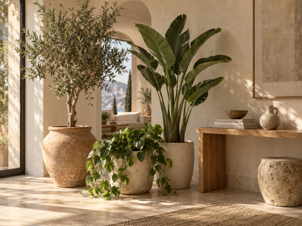 Mediterranean plants with pot 
