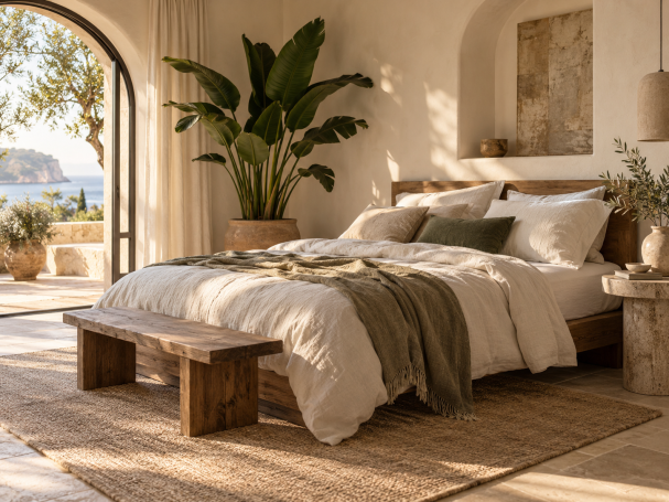 beautiful and calm Mediterranean Bedroom